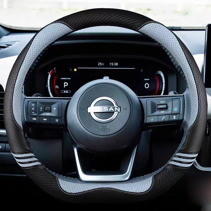 Cubierta de volante de coche en forma de D para Nissan x-trail Qashqai March Serena Micra Kicks 2017-2019 Altima Teana 2019 Sentra 2022