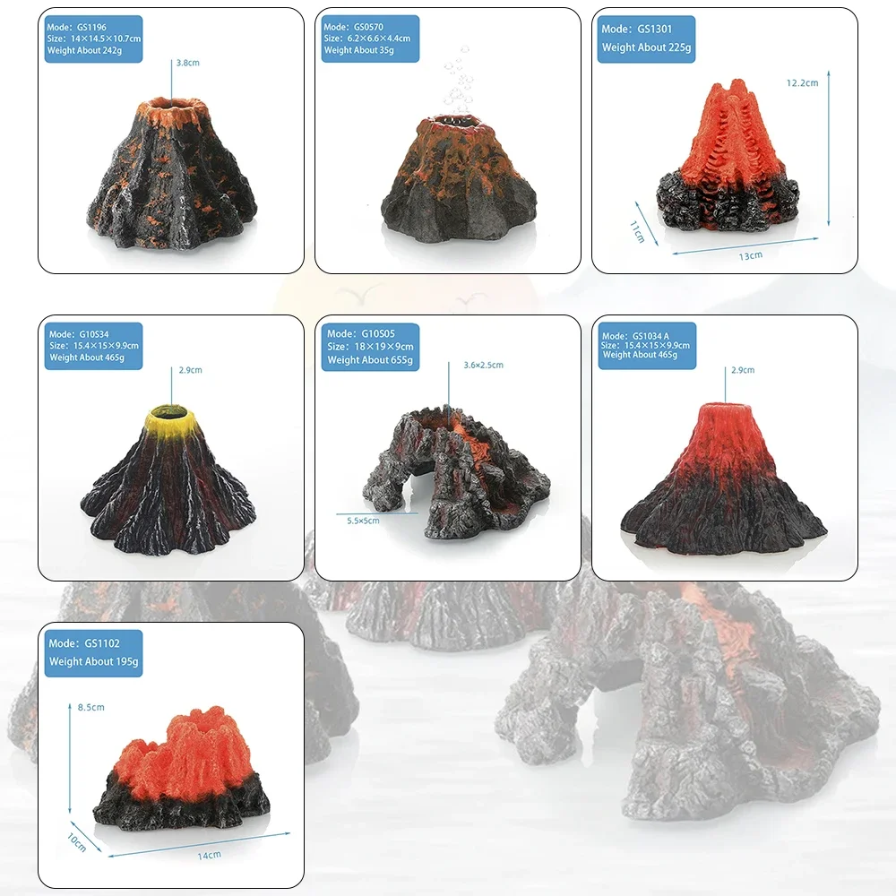 1Pc Resin Simulated Fake Volcano Fish Tank Decoration Simulation Aquarium Landscape Artificial Ornaments Fish Tank Accessories