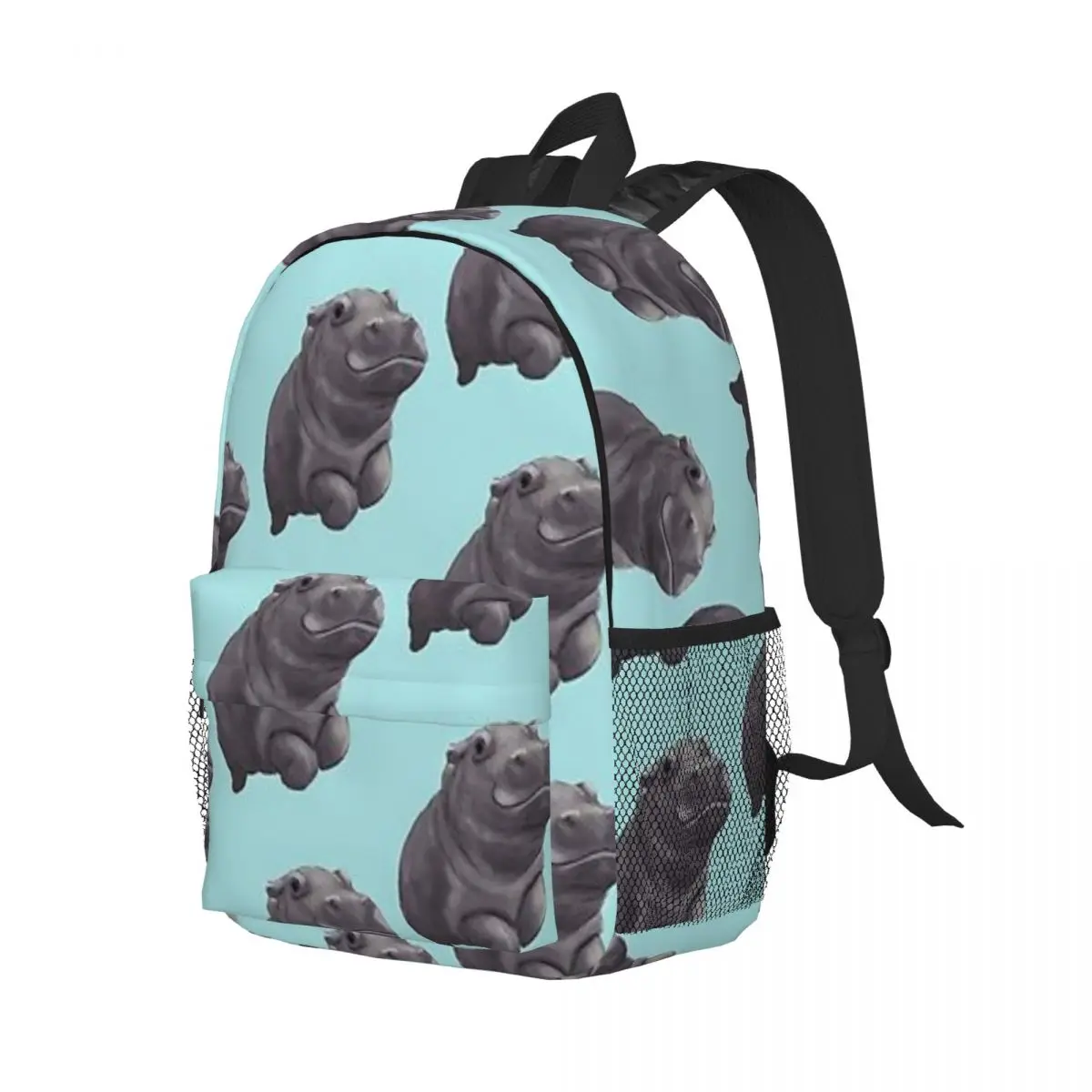 Cute Painted Baby Hippo Swimming Painting Backpacks Boys Girls Bookbag Casual Children School Bags Laptop Rucksack Shoulder Bag