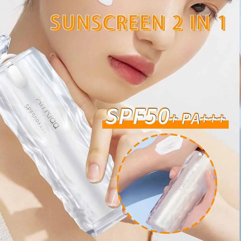 

2-in-1 Sunscreen SPF 50 Facial Isolation Brightening Sweat-proof Tone Brightening Sunscreen Full Skin Body Anti-UV Waterpro Y0P9