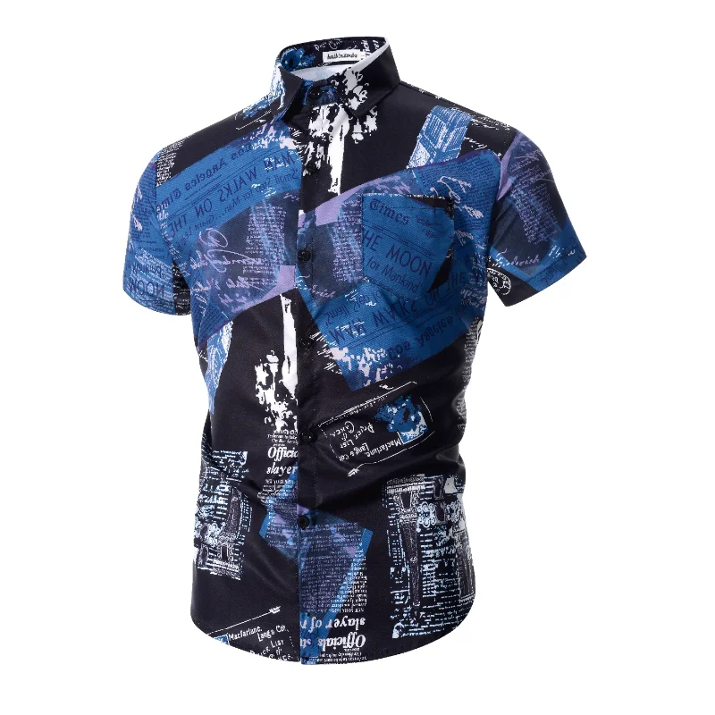 

Men's Printed Shirt Seaside Vacation Casual Top Large Size Oversized Beach Clothing