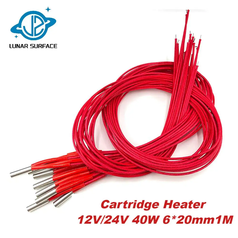 

Фотодеталь принтера 5/10 шт. 6*20 мм нагреватель картриджа 12 В/24 В 40 Вт 1 м кабель Reprap для MK8 Mendel Reprap детали экструдера
