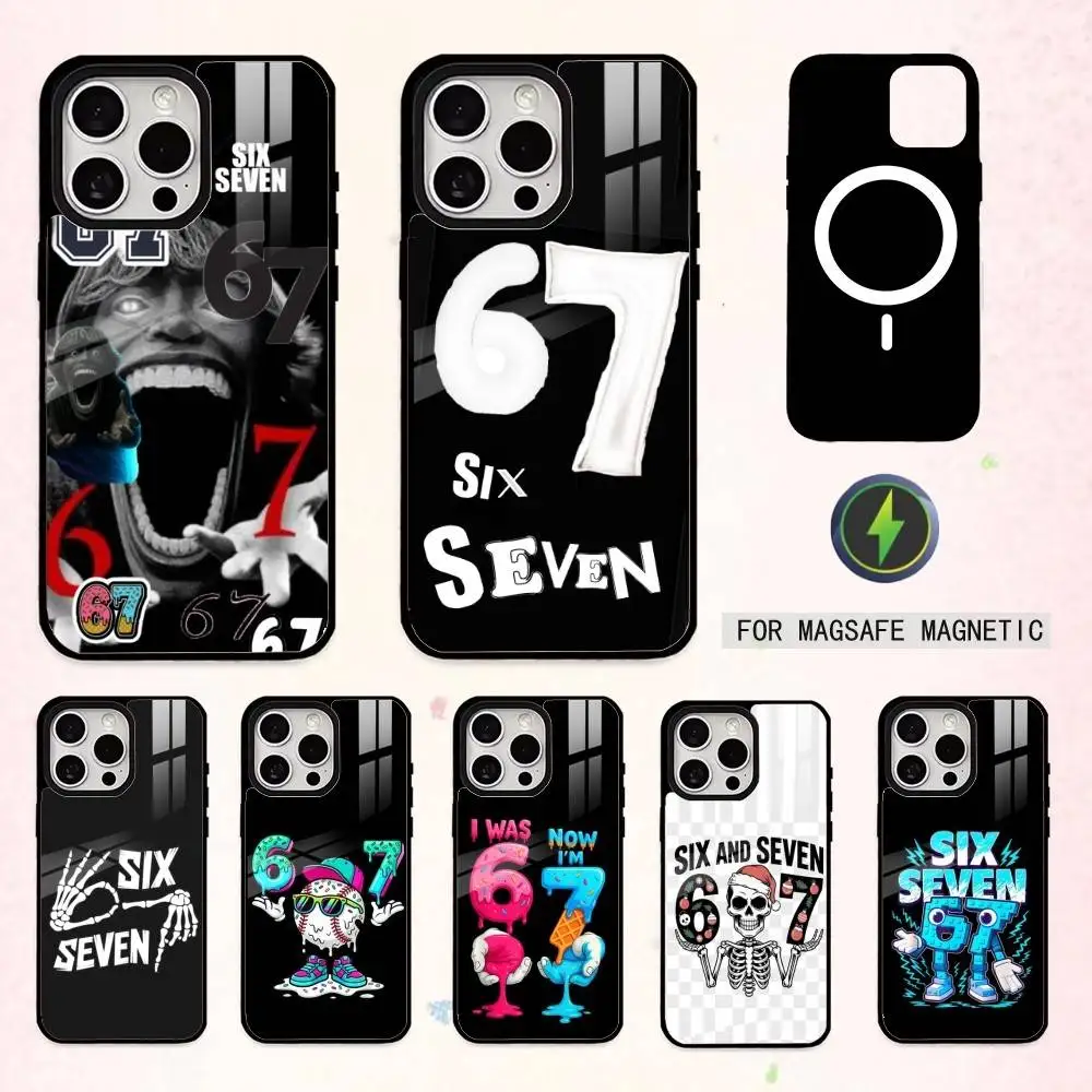 

67 S-Six S-Seven Meme A-Aesthetics Phone Case For iPhone17,16,15,14,13,12,11 Plus,Pro Max Magnetic For Magsafe Wireless Charging
