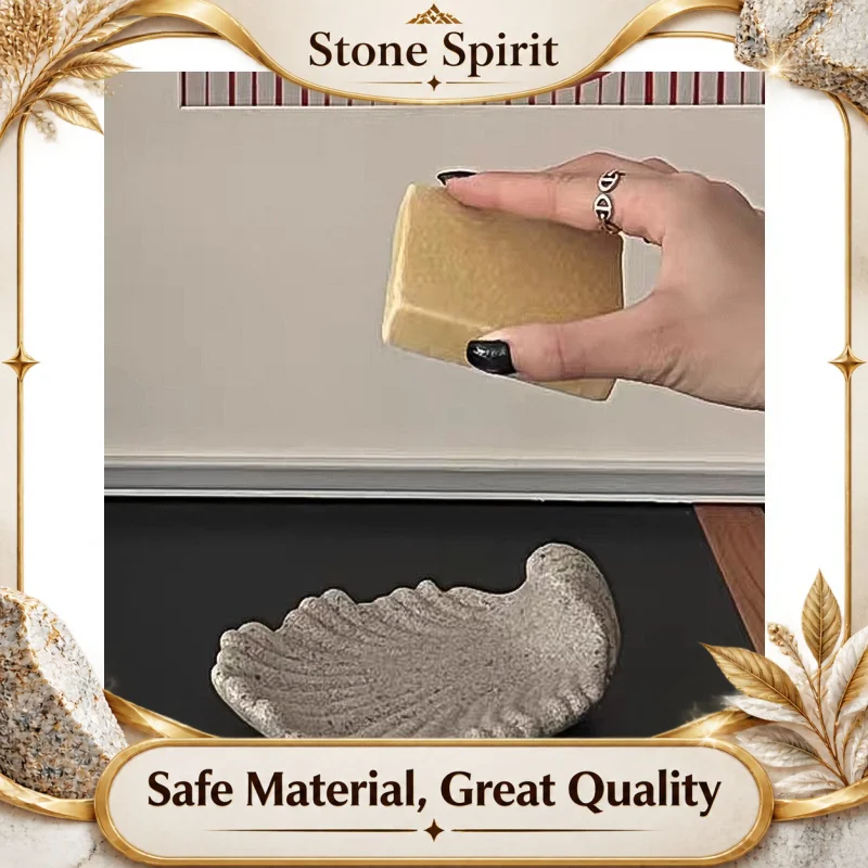 Wabi-Sabi Soap Dish No Drilling, Wall Mounted Draining Soap Holder for Bathroom Sink Shower, Ceramic Rustic Soap Tray Home Decor
