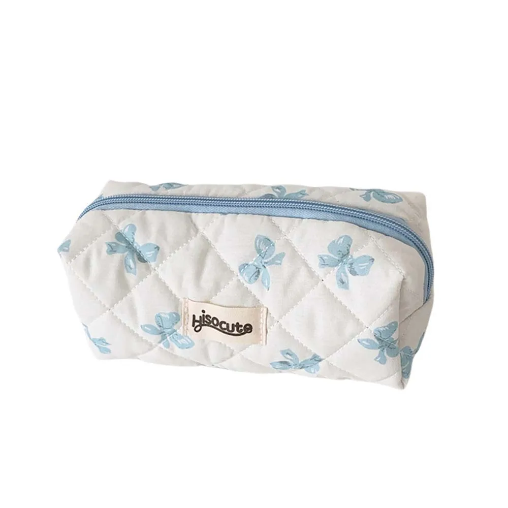 القرطاسية حقيبة أدوات مكتبية Bowknot تخزين المجوهرات مقلمة سعة كبيرة الأزرق/الوردي حقيبة مستحضرات التجميل أدوات الكتابة الطلاب