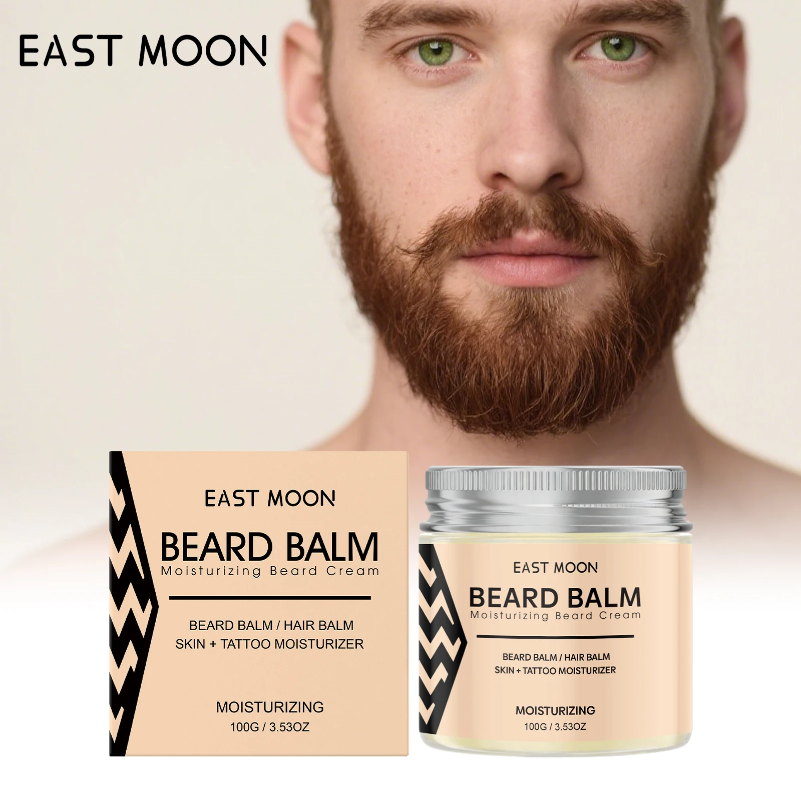 Avocado Men Beard Balm Hydrate Dry Beard Soften Rough Moustache Reduce Frizz Moisturize Beard Skin Smooth Shiny Mild Beard Wax