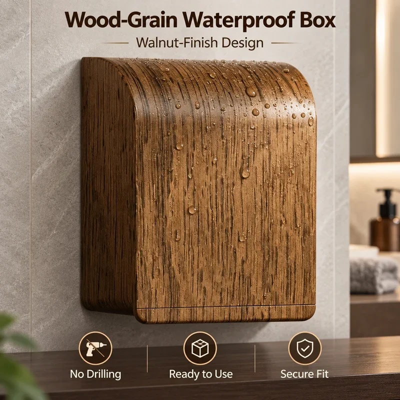 Retro Black Walnut Wood Grain 86 Type Wall Switch Socket Waterproof Cover Splashproof Protective Box for Bathroom Toilet Kitchen