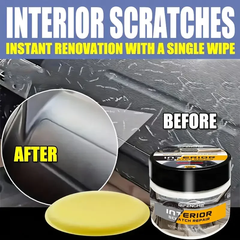 QIFENGHE Car Interior Scratch Repair Wax - Plastic Interior Renewal Coating, Car Dashboard and Panel Repair Scratch Removal Kit