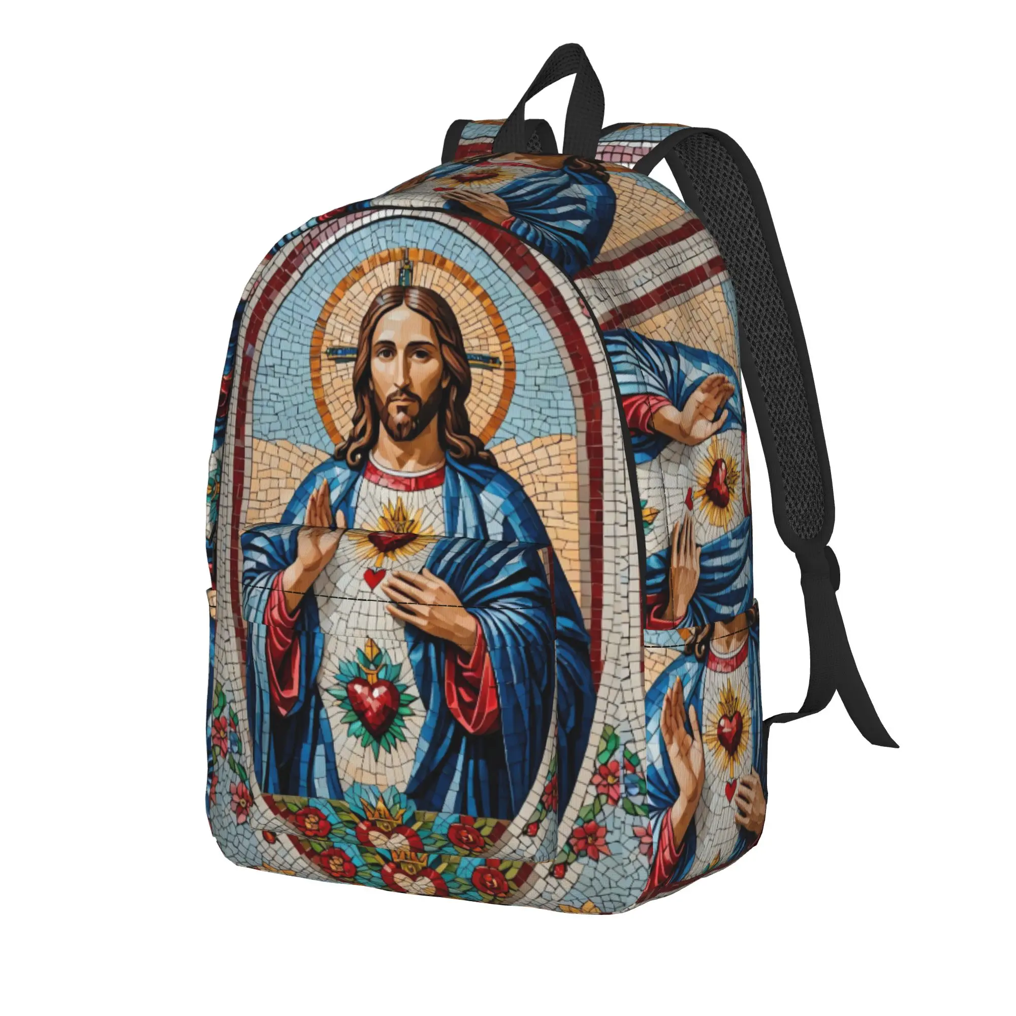 Sacred Heart Jesus Backpack Student  Lightweight Backpacks Polyester Stylish School Bags Travel Custom Rucksack