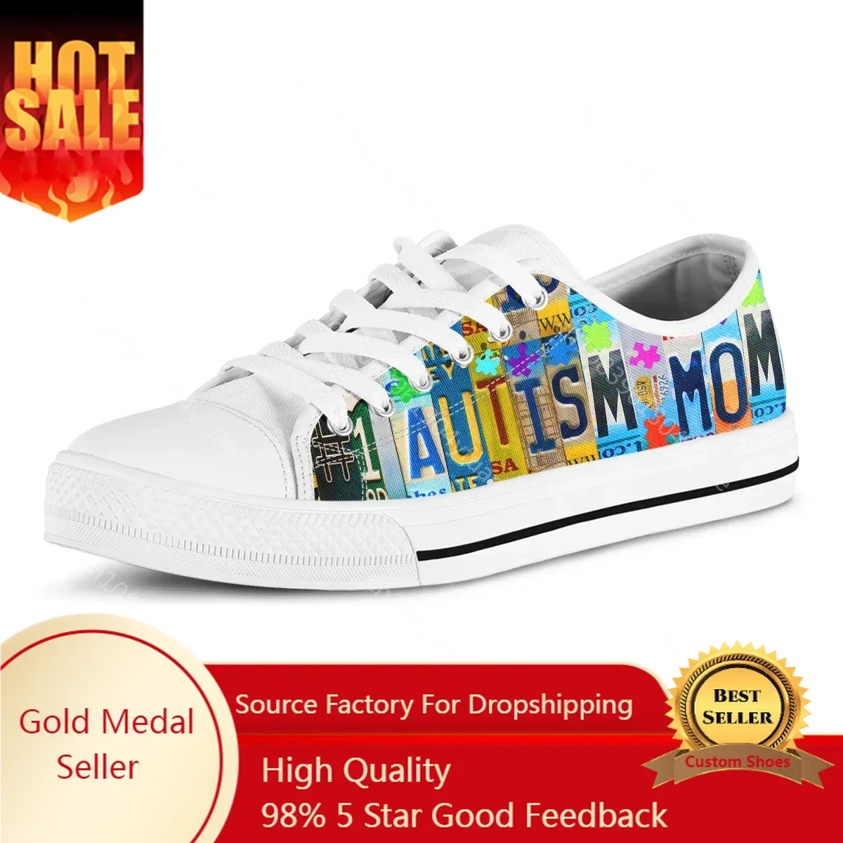 License Plate Autism Mom Shoes For Girl Canvas Rubber Sneakers Summer Autumn Low Top Outdoor Sport Shoes Flache Schuhe