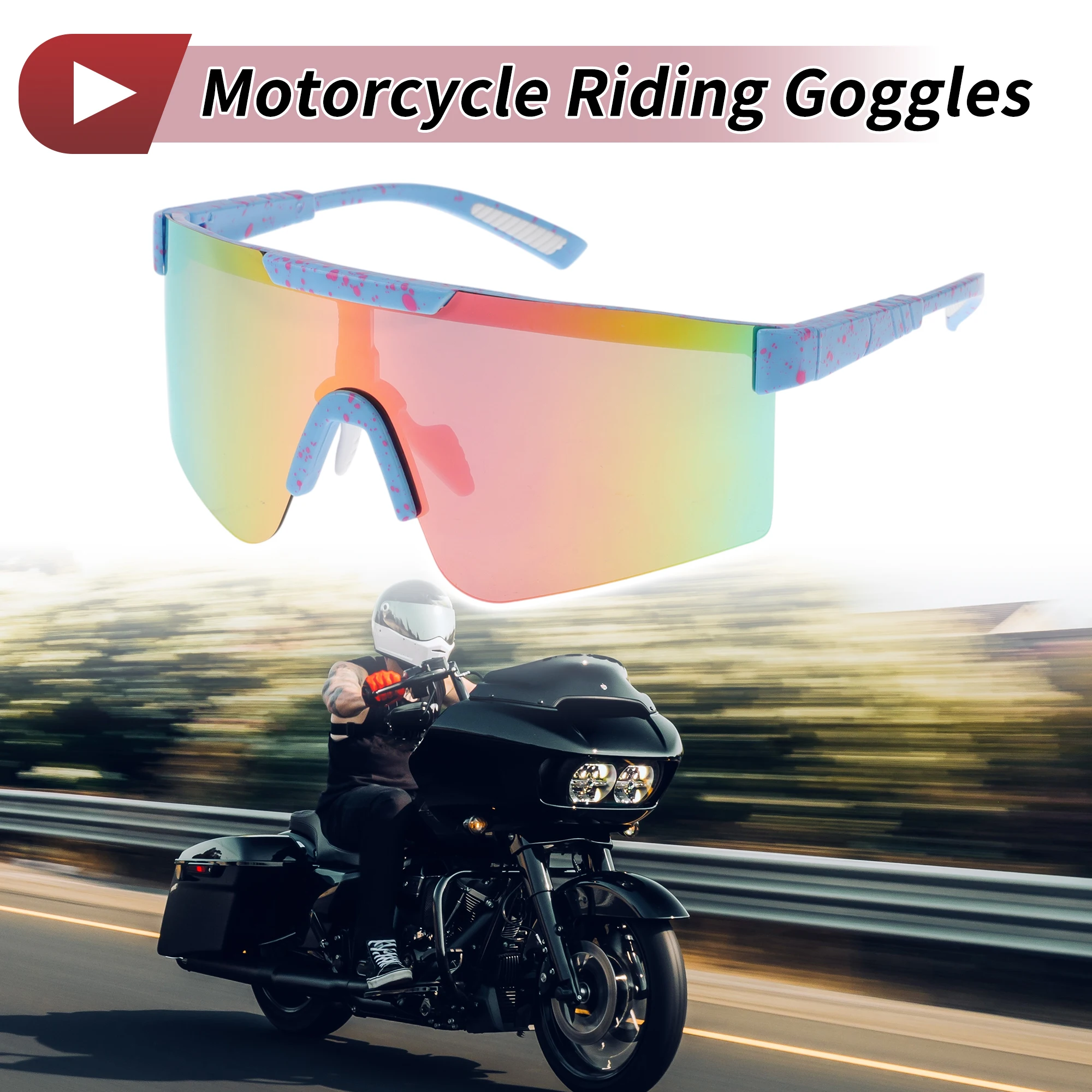 

X Autohaux Мотоциклетные очки с фиолетовыми линзами, синяя, красная оправа, Tri-acetel, целлюлозный ПК