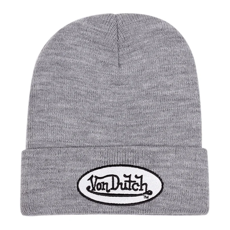 1PC Embroidered Knitted Hat Trendy Fashionable Pullover Winter Outdoor Sports Cap Letter Design Knit Hat