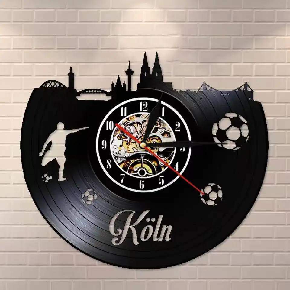 Kӧln Skyline Vintage Vinyl Record Wall Clock Cologne Cityscape Scenery Wall Watch Silent Non Ticking Germany Traveling Gift
