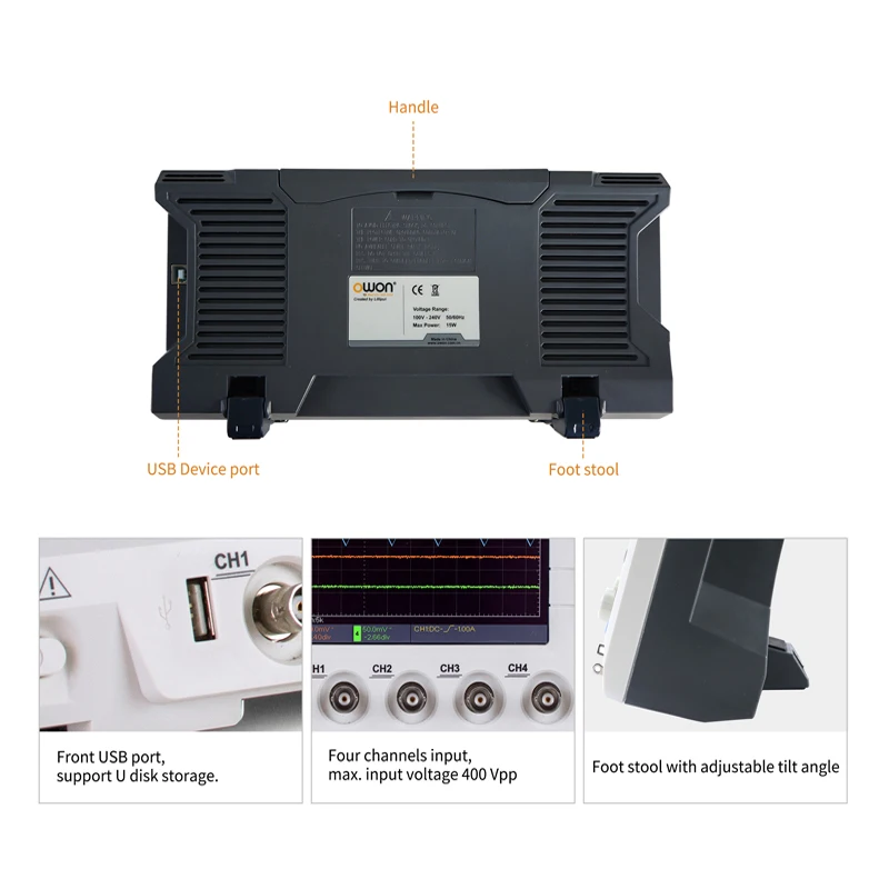 Osciloscopio de almacenamiento Digital, 4 canales, 7 pulgadas, 100MHz, 1GS/s, frecuencia de muestreo, compatible con SCPl / LabVIEW SDS1104, multímetro de banco