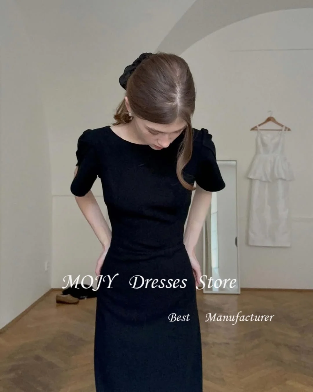 Mojy بدون ظهر 2025 فساتين العروس الجميلة المخصصة فساتين زفاف الأميرة الكورية فستان الزفاف الكوري لالتقاط الصور