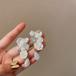 925 Silver Needle Crystal Pearl Earrings earrings for women jewelry
