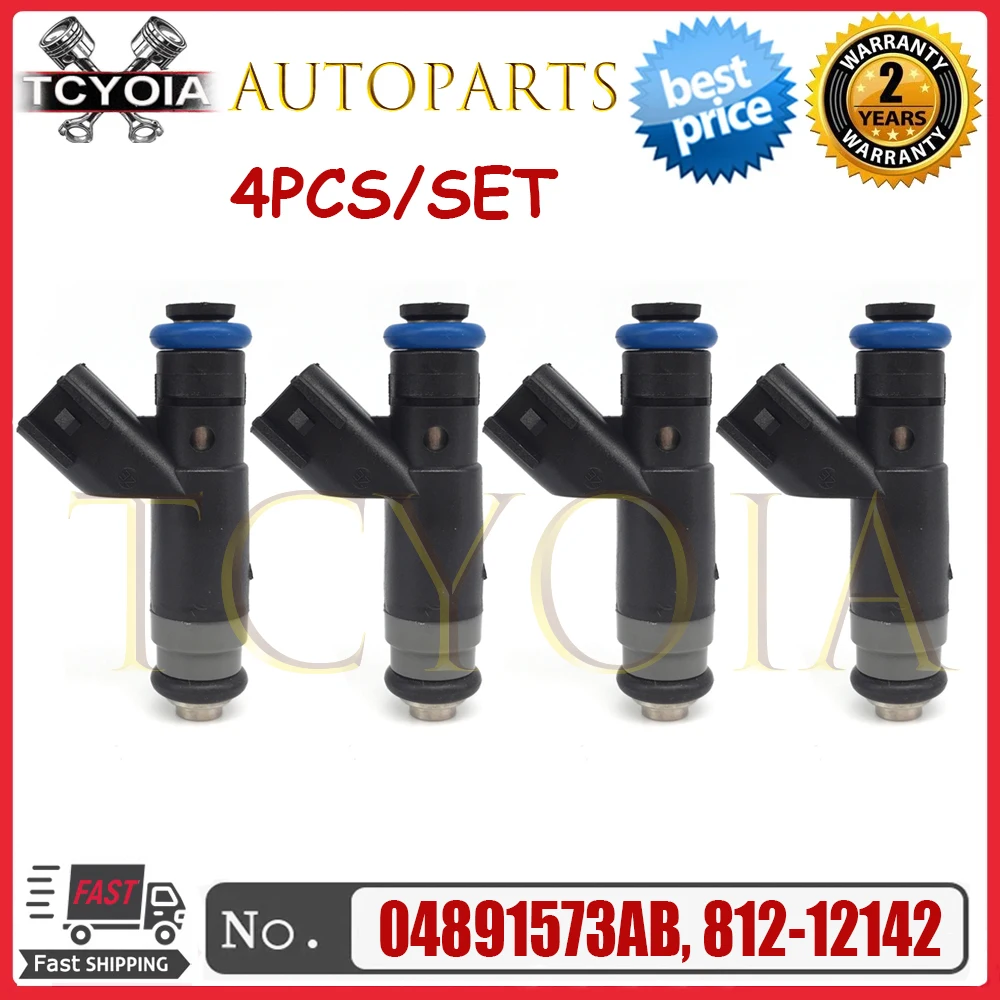 4 Uds 04891573AB inyectores de combustible para CHRYSLER PT CRUISER 2004 ~ 2010 SEBRING 2004 ~ 2006 2.4L I4 812-12142