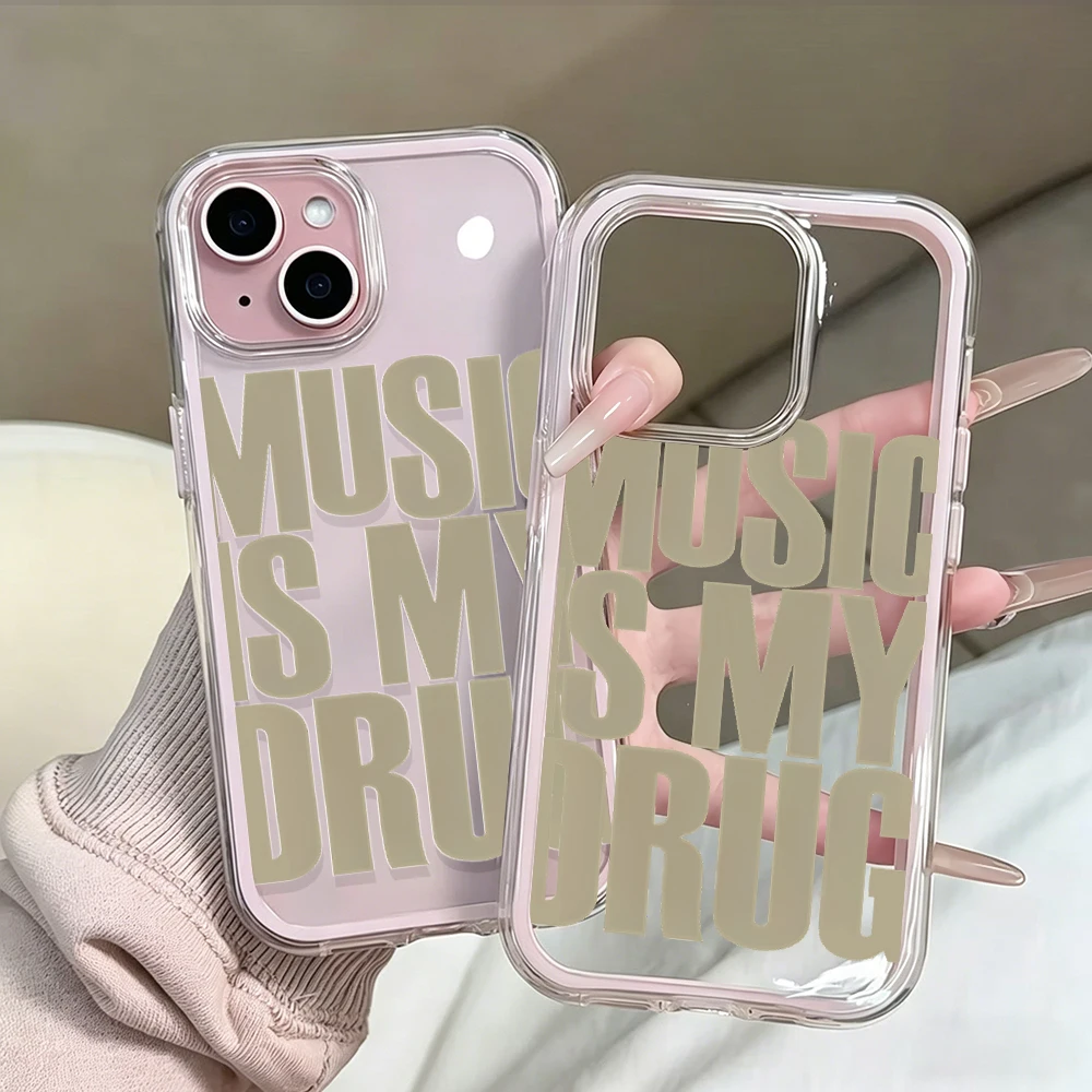 Musik ist meine Droge INS Handyhülle für Samsung Galaxy S26 Ultra S25 S24 Plus s22 s23 Plus FE A57 A54 A55 A35 A36 A37 5G Transparente Hülle – Detail 6