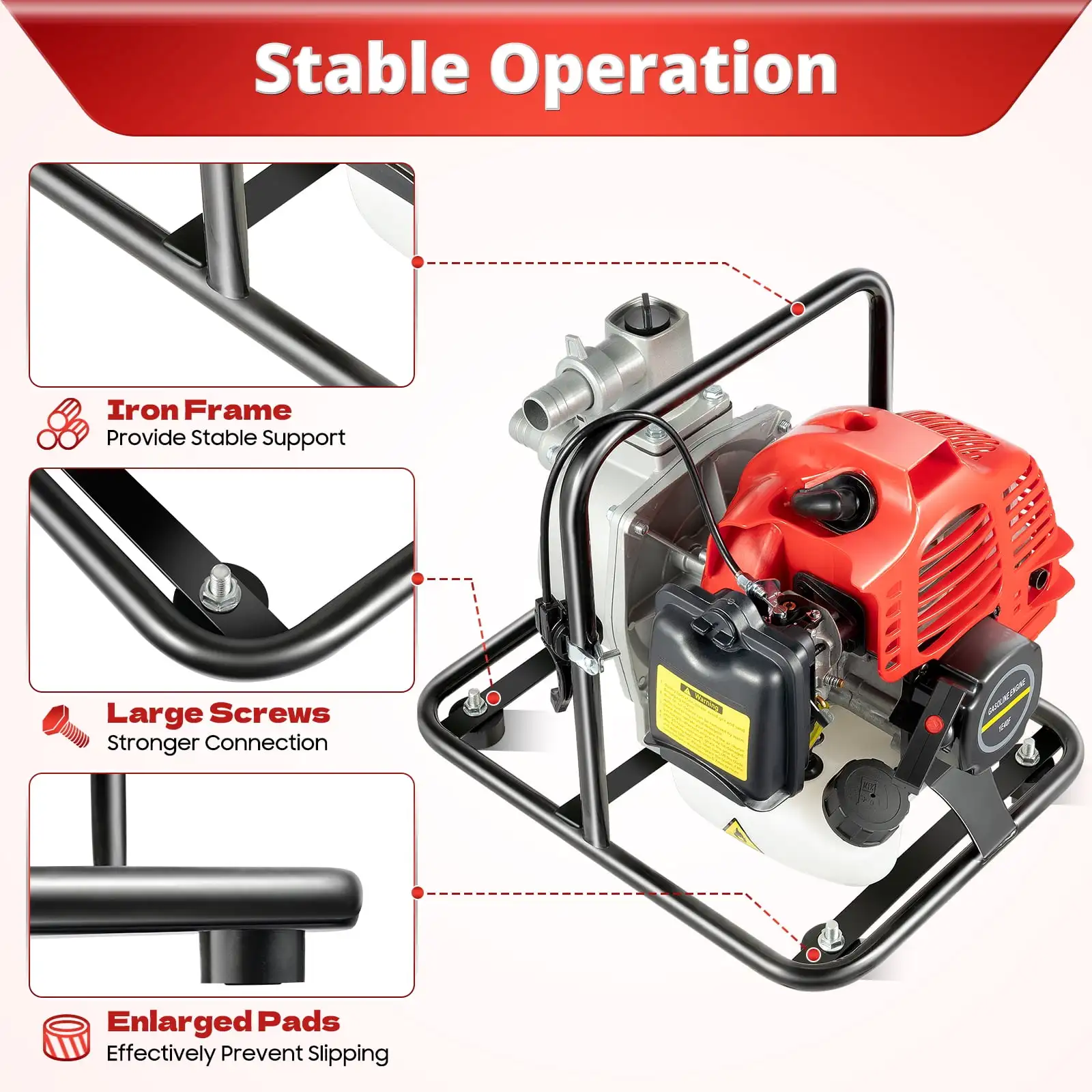 2-Stroke 2hp1 Inch 43cc Gasoline Water Transfer Pump Petrol Water Transfer Removal Pump with Air-Cooled Engine