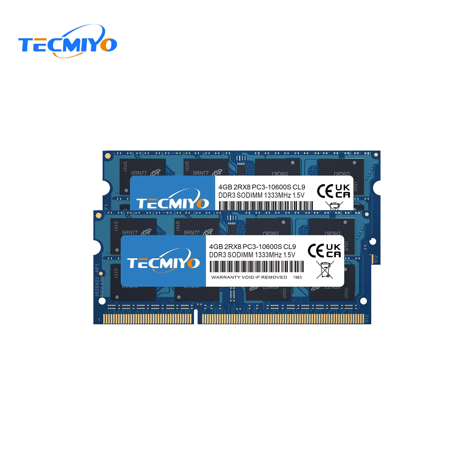 TECMIYO SODIMM 노트북 메모리 RAM, DDR3 1.5V PC3-10600S, 비 ECC 블루, 2x4GB, 1333 MHz