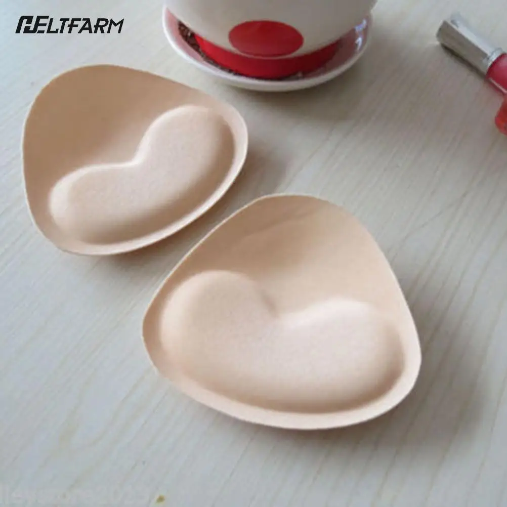 1 Pair Bra Pads Soft Thickened M Shape Triangle Sponge Cup Inserts for Bikini Tops And Swimsuits One Size 11.5 x 10.5 cm Beige