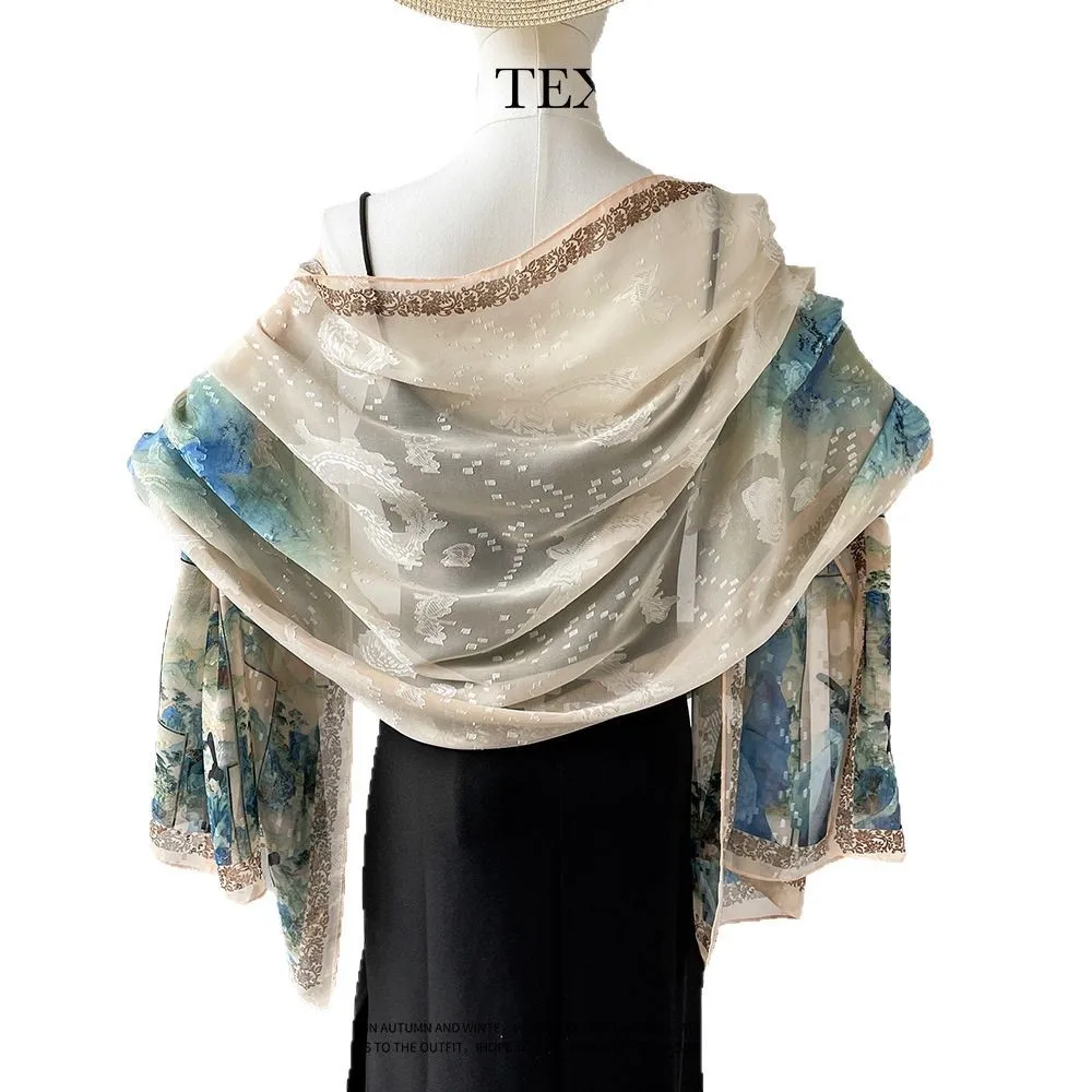 

Зеленый полый цветок для резки ужина, шаль, женский элитный свадебный шарф