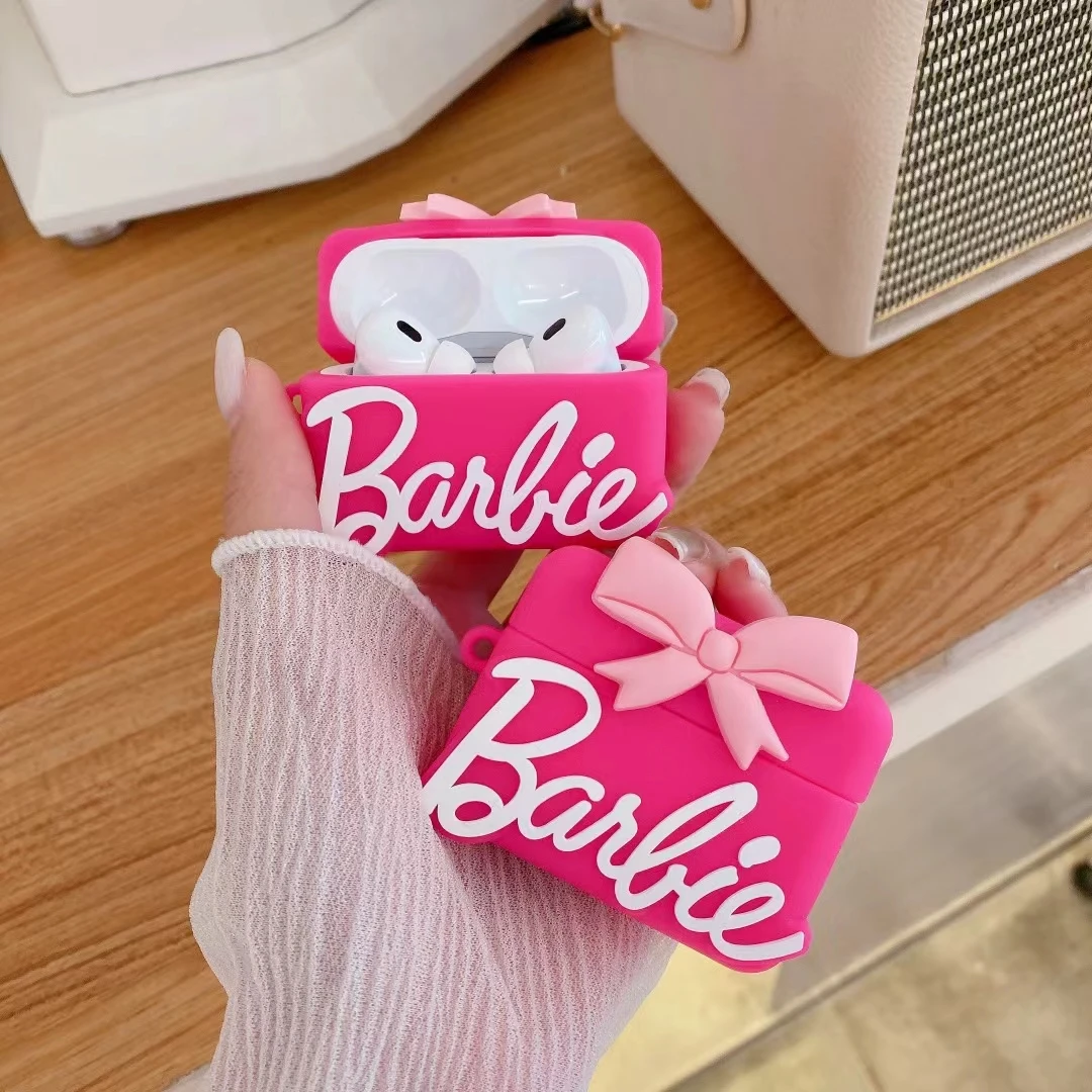 Fashion Barbie Girl Phone Earphone Case for AirPods 1 2 3 Pro Pro2 Wireless Bluetooth earphones Bow PINK Headset Cover