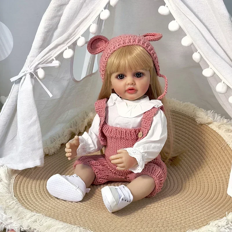 22inch Full body Vinyl Reborn Toddler Girl Doll Betty lifelike Newborn Baby Wig Hair Gifts for Children