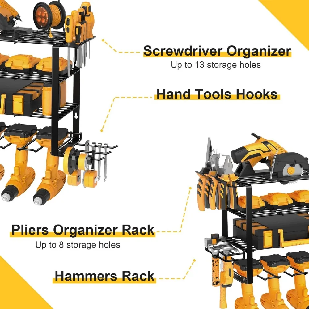 Imagem -05 - Garagem Ferramenta Organizador Rack de Armazenamento Heavy Duty Metal Ferramenta Prateleira Broca Titular Montagem na Parede Camadas