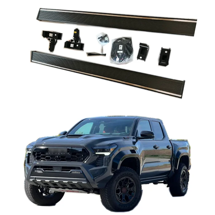 Offroad Electric Side Steps, Smart Dual Motor Power Running Boards for Toyota Tacoma Pickup Truck, Aircraft Grade Aluminum,Black