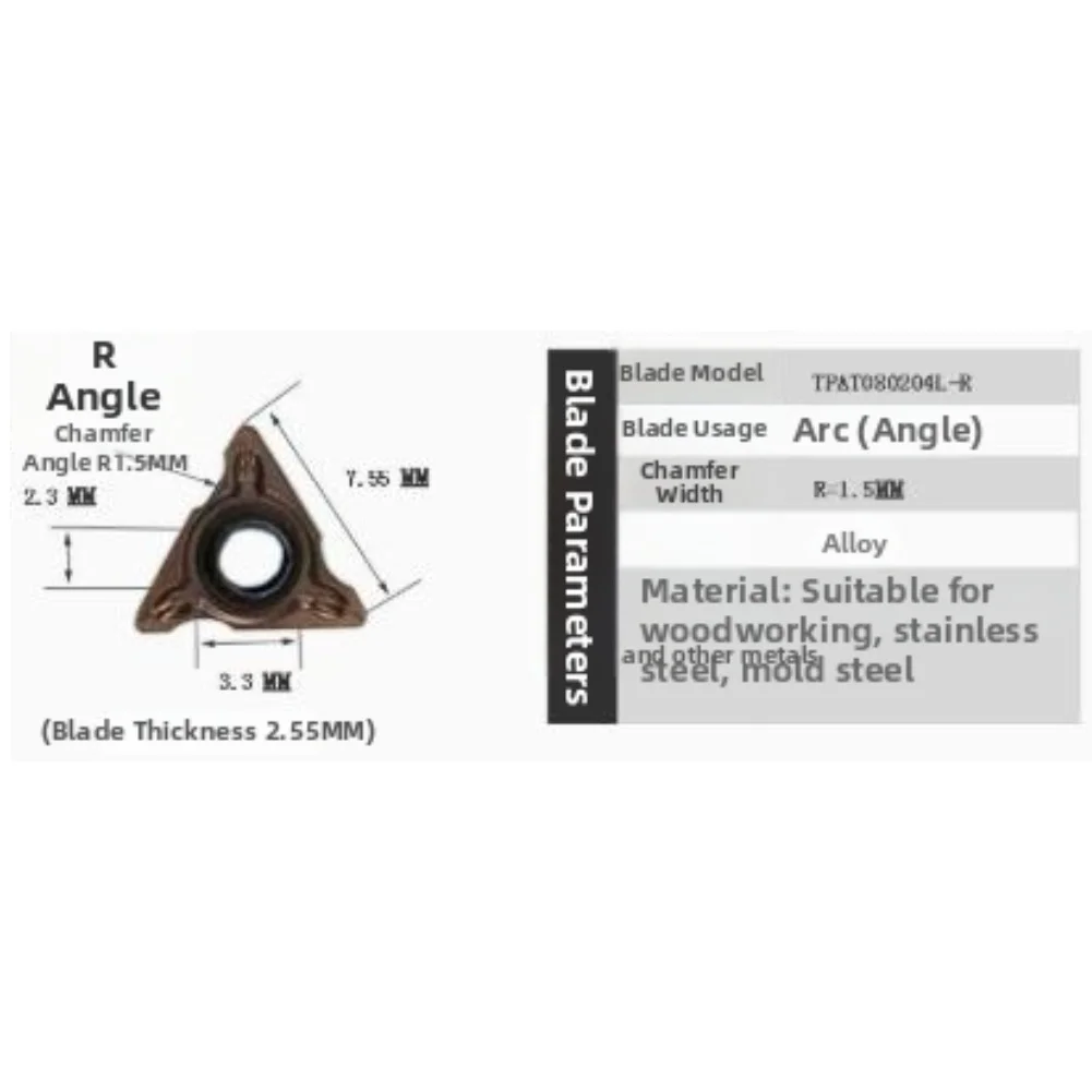 Carbide Inserts for Handheld 45 Deg Chamfer Tools Triangular Design Supports Both Straight Chamfer and Curved Edge Processing