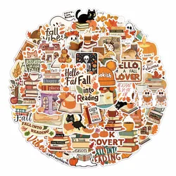 50PCS Bookish Autumn Graffiti Stickers Cartoon Cute Ghost Books Graffiti DIY Bookbook Notebook Stickers