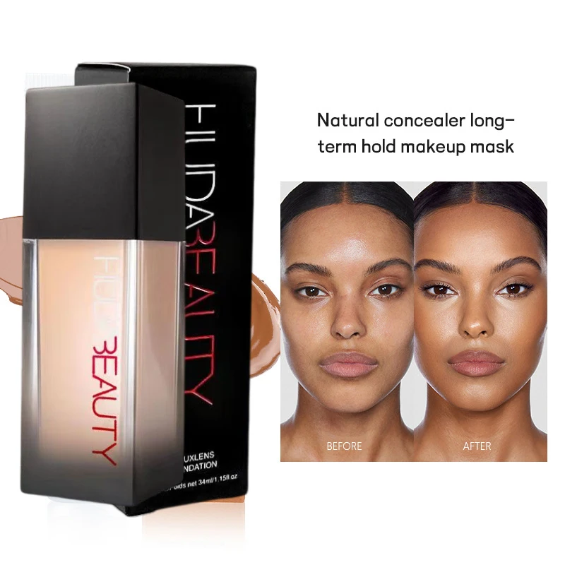 34ml Flawless HUDA Nude Foundation Matte Concealer Nourishing Long-Lasting Facial Base Makeup Conceale Breathable Cosmetic