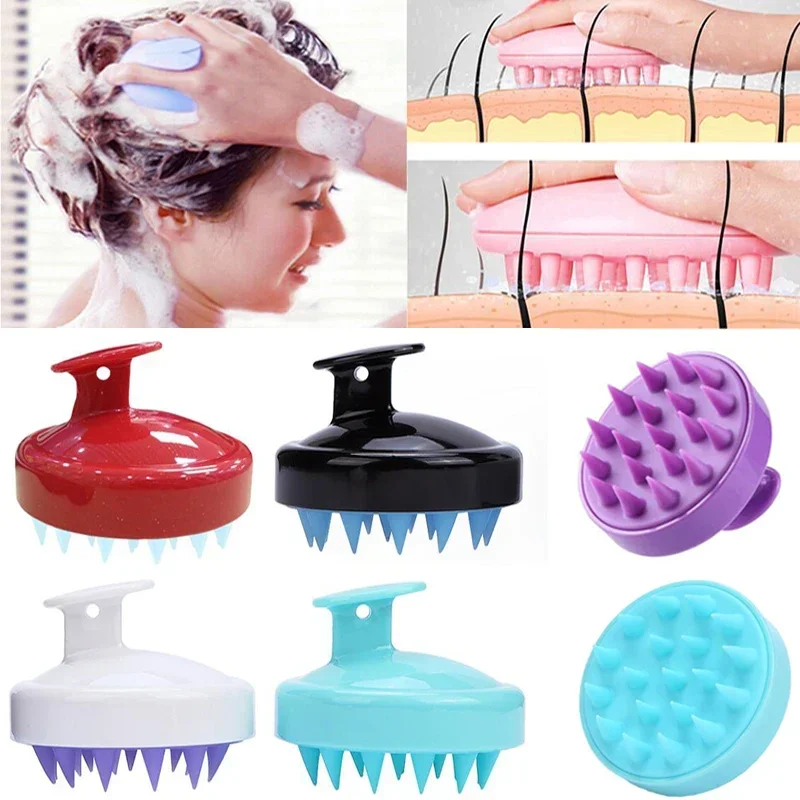 Soft Silicone Shampoo Scrubbers Home Anti Dandruff Hair Salon Massage Shampoo Brush Scalp Cleaning Bath Comb