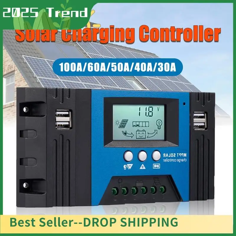 AD33 HOT 100A MPPT Solar Charge Controller Dual USB LCD Display 12V/24V Auto Solar Cell Panel Charger Regulator With Load Easy I