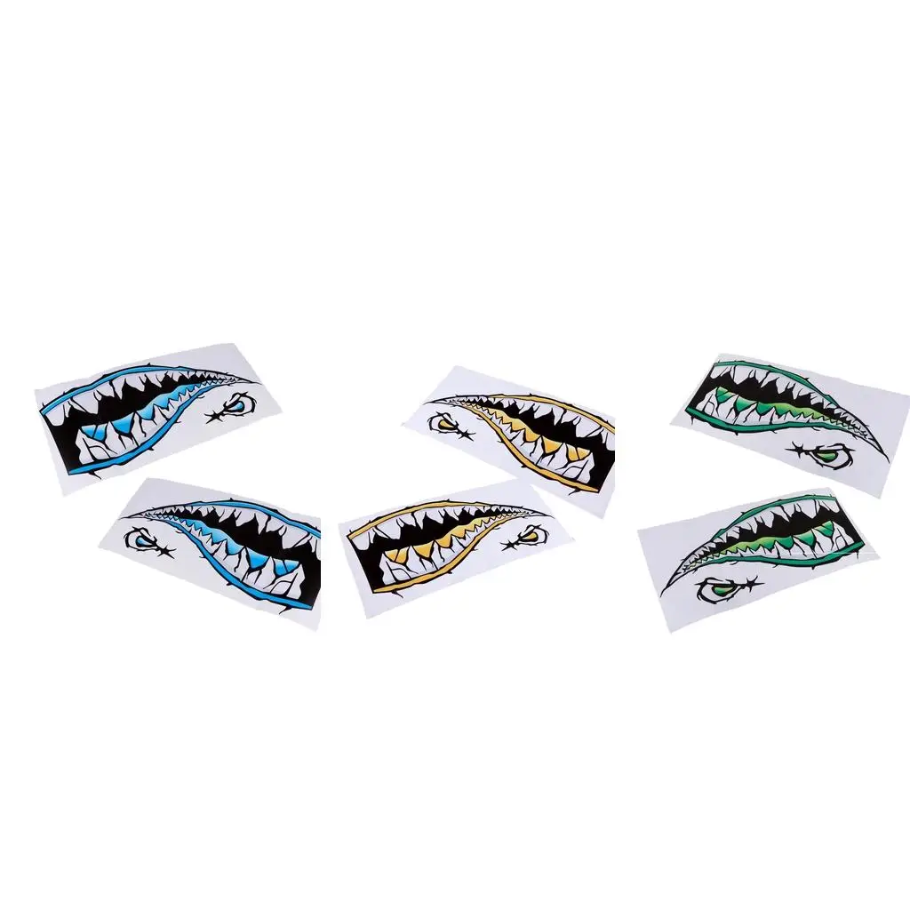 Kayak Shark Sticker Large 3D Teeth Decals Marine Boat Accessories for Canoe Car Truck Window