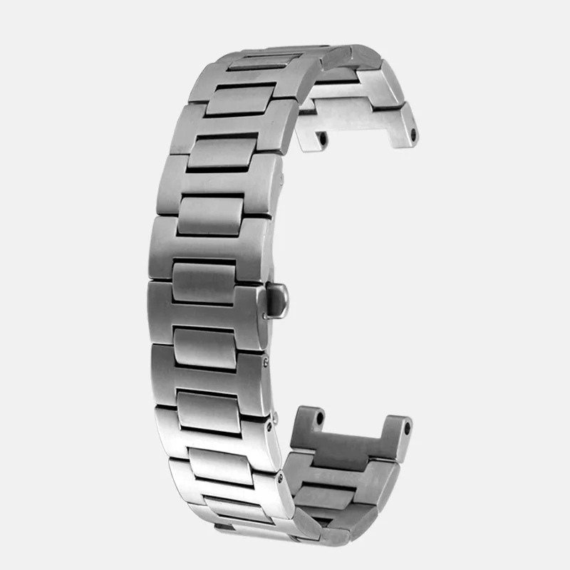 Imagem -05 - para Cartier Pasha Série Relógio Cinta Homens 22 mm Entalhe 14 Silver Metal Verband Folding Clasp Pulseira Parafuso Livre Aço Inoxidável