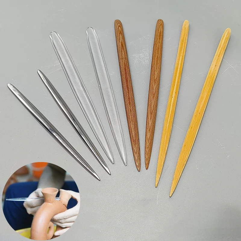 Stainless Steel Polishing Pen Pottery Making Tools DIY Polymer Clay Fine Carving Handicrafts Surface Polishing Pottery Products