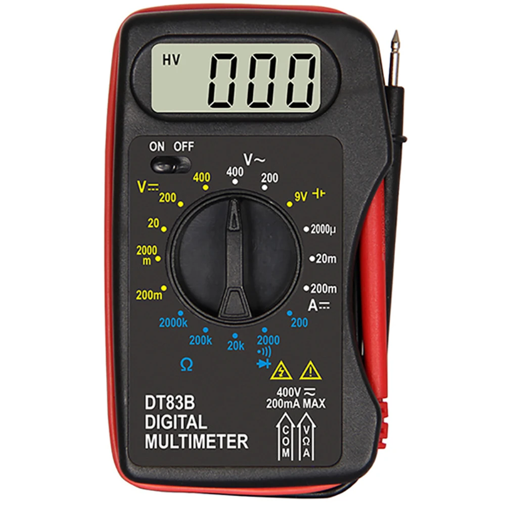 DT83B Portable Digital Multimeter Handheld Voltmeter Ohmmeter Diode Tester With Buzzer For For Battery Circuit Electrical Testin