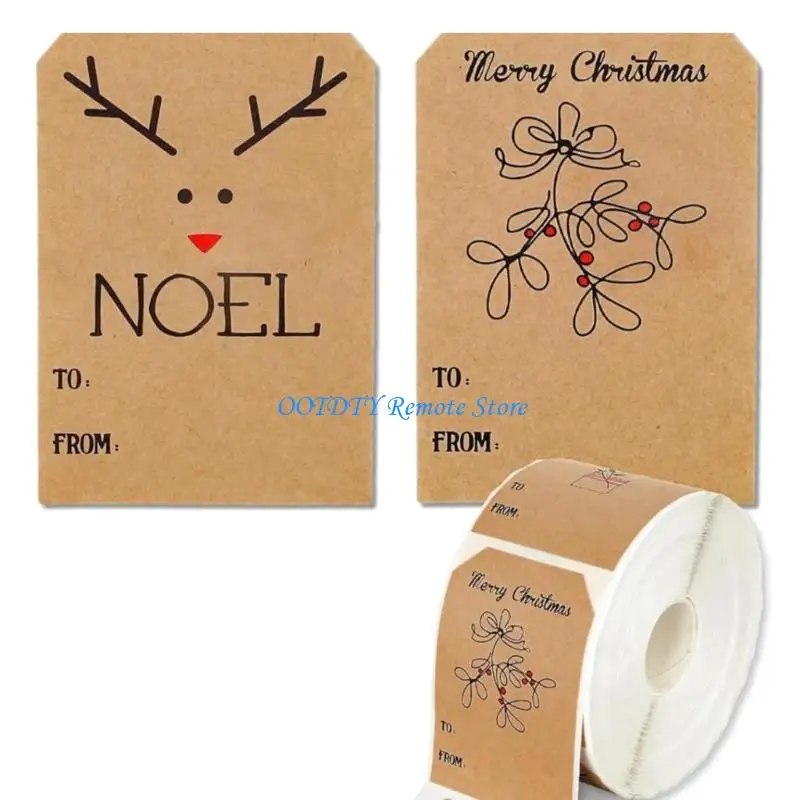 

200Pcs Christmas Decorative Sticker 5x7.5cm Adhesive Wrapping Label for Packages