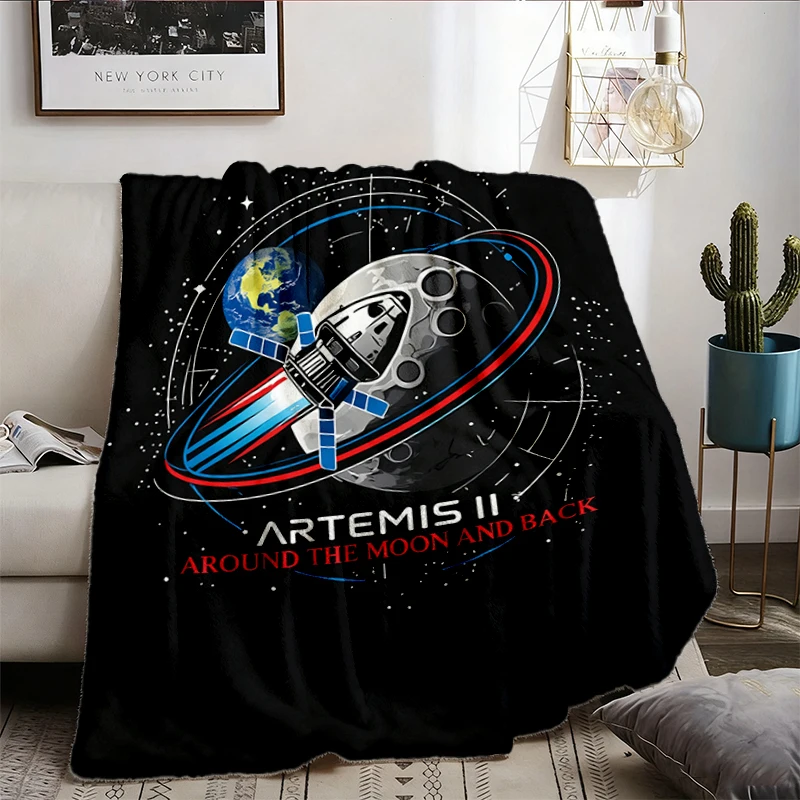 Artemis II 2026 Rocket Launch Flannel Blanket, Future Moon Mission Flannel Throw, Space Exploration, Science Gift