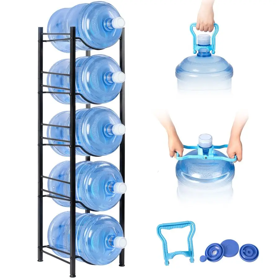 

5Tier Heavy Duty Water Jug Organizer, 5 Gallon Cooler Jug Rack for Kitchen, Office, Living Room