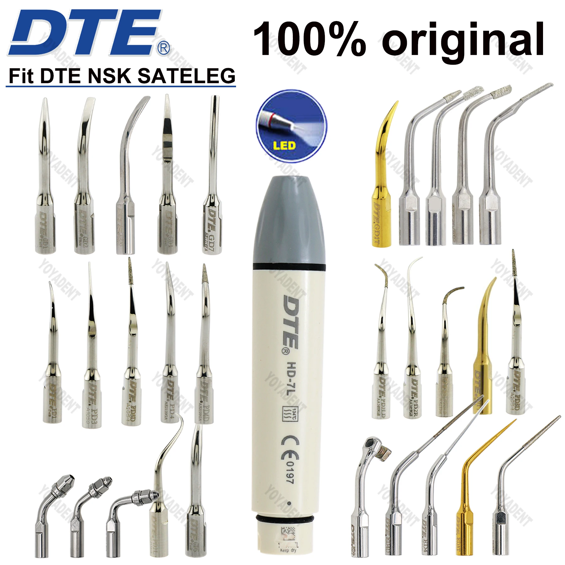 

Woodpecker DTE Dental Ultrasonic Piezo Scaler Handpiece LED Scaling Tips Fit DTE NSK SATELEC Dentistry Instrument