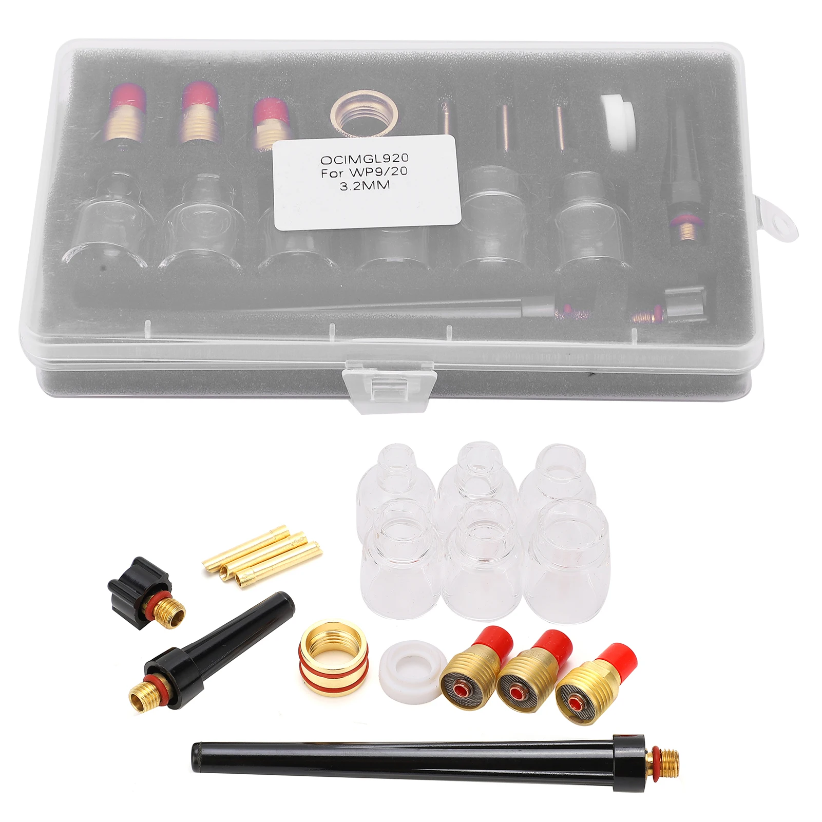 

Welding Torch Accessories Kit Brass Consumables Glass Cup Nozzle 2mm for WP9/20