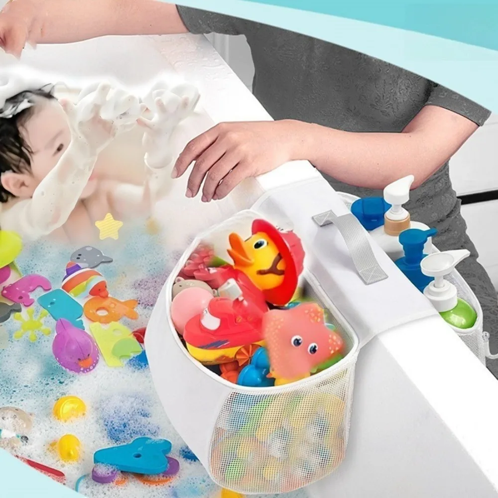 

Large Capacity Baby Bath Toy Storage Multi-compartment Mesh Design Bathtub Plaything Organizer Quick Dry Easy Sorting