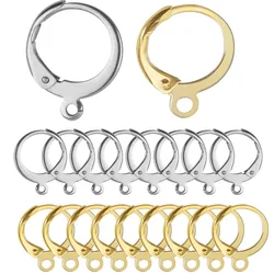 20pcs/lot Stainless Steel French Earrings Hooks 15mm Round Eawire Clasp Earring Base for Jewelry Making Diy Earring Accessories