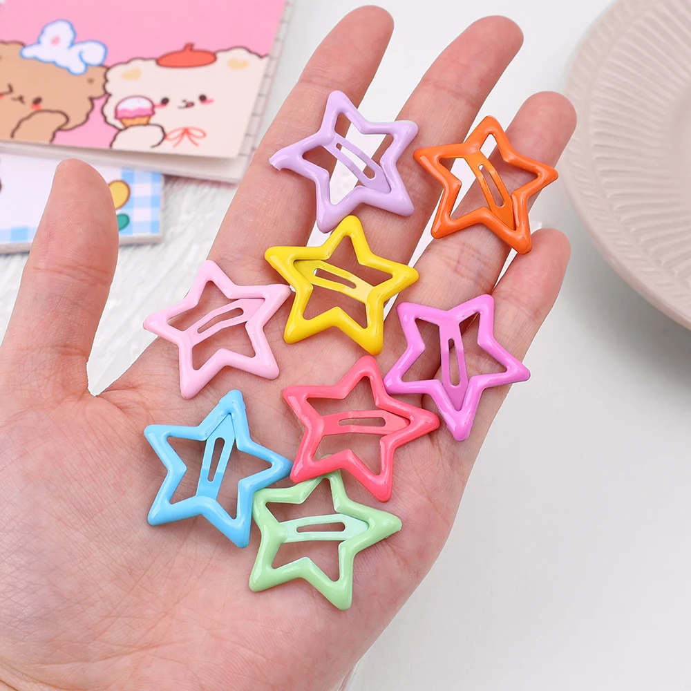 Colorful Star BB Hairclips Girls Y2K Cute Star Barrettes Women Simple Metal Snap Clip Headdress Hair Jewelry Accessories 2-10Pcs