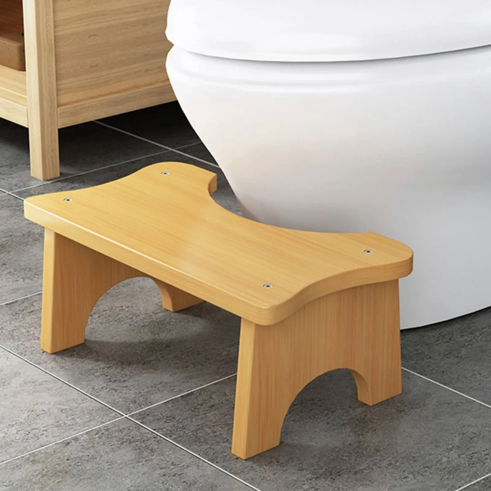 Bamboo Toilet Stool Rounded Corners Toilet Footrest Squatting Potty Stool Ergonomic Design Footstool Lightweight & Portable
