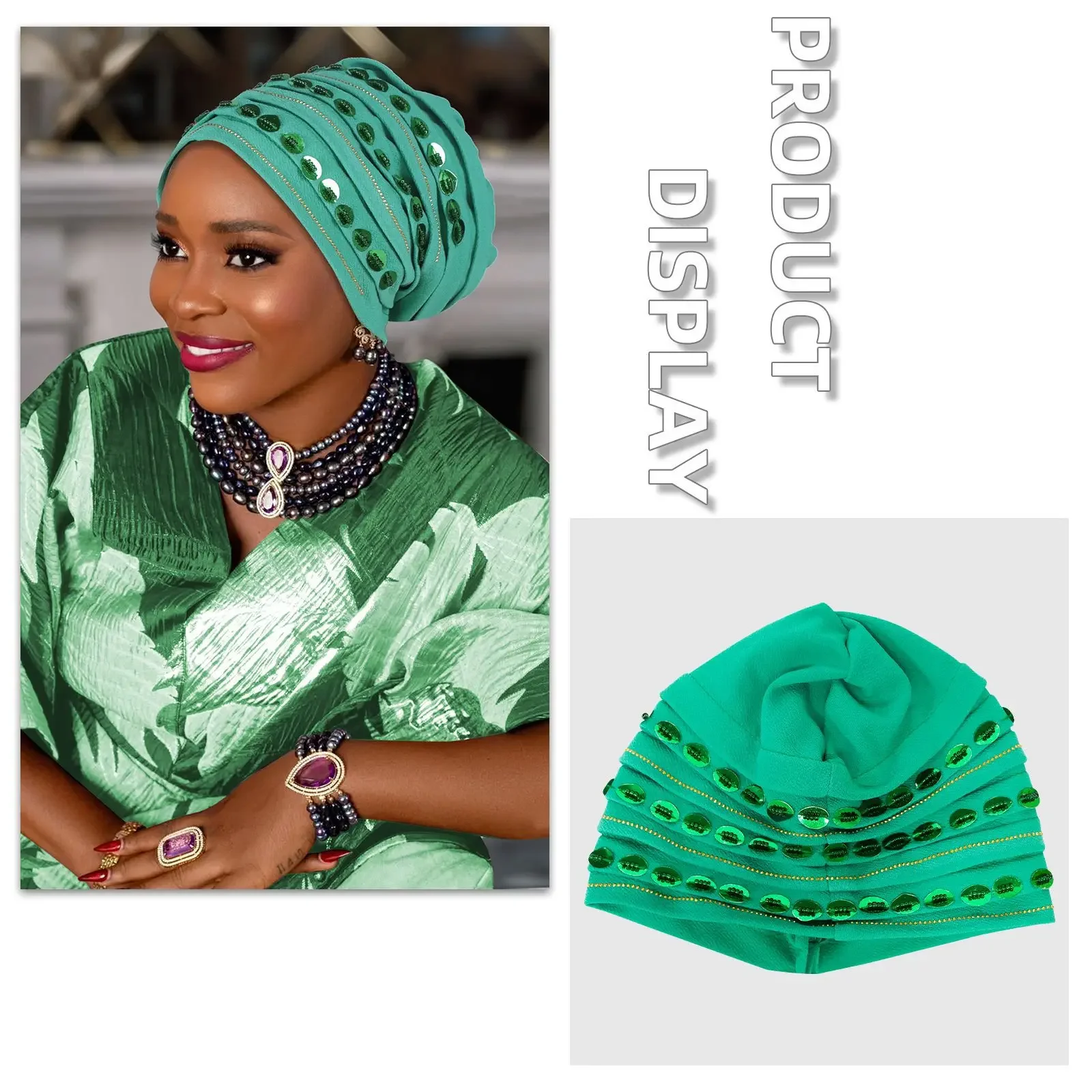 موضة الزفاف Geles الأفريقي Headtie السيارات Gele الماس العمائم للنساء النسيج أغطية الرأس الإسلامية خوذة أشرطة رأس الإناث