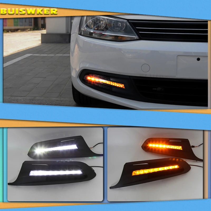 

2pcs Fog lamp For Volkswagen VW Jetta Sagitar MK6 2012 2013 2014 car styling driving LED DRL Daytime Running Light Daylight